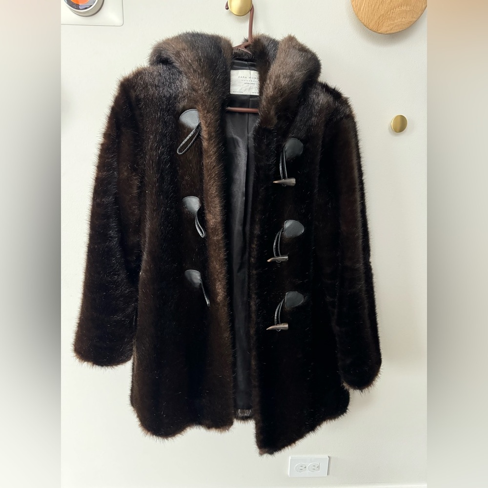 ZARA Faux Fur Pea Coat